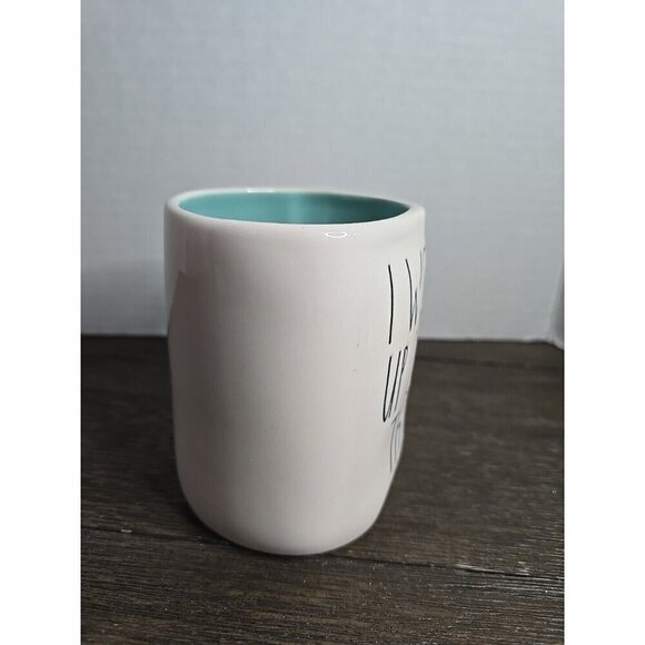 Rae Dunn Magenta I Woke Up Like This Ceramic Mug White Teal Interior Glam - Picture 2 of 7